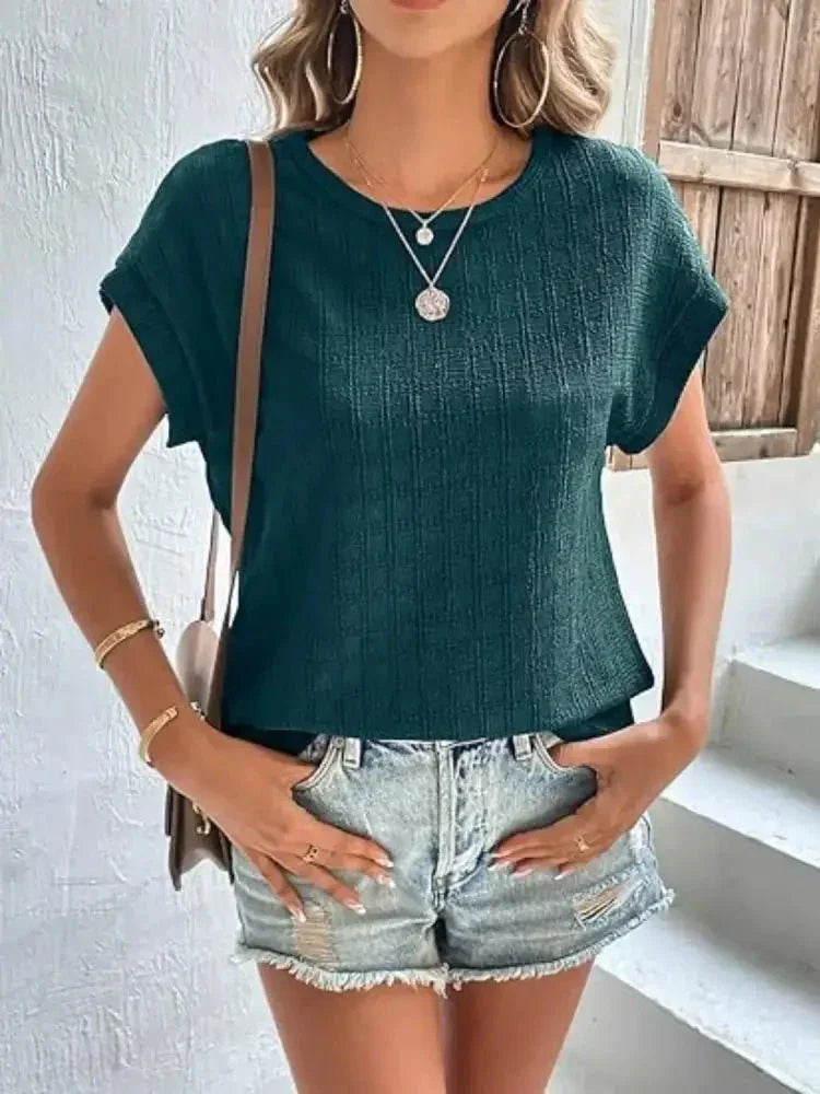 Round Neck Cap Sleeve T-Shirt - Update AvenueT-ShirtsTrendsi1001006698969491001006698969496e785e70 - f967 - 4149 - bb07 - ee7f727be400 - Max - OriginDeep Teal