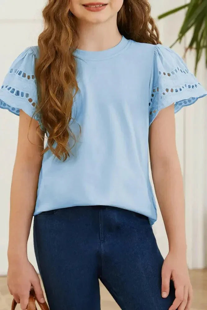 Round Neck Flutter Sleeve T-Shirt - Update AvenueKidsTrendsi100900798456917100900798456917f5538abbbdf145959096a15846dad801 - MaxMisty Blue