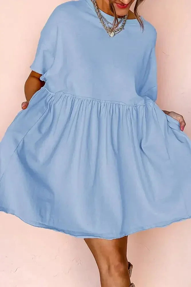 Round Neck Half Sleeve Mini Tee Dress - Update AvenueEffortless Elegance: DressesTrendsi10010071515173910010071515173918fce050 - 9b51 - 4e0e - 9ad6 - a75db011cad0 - Max - OriginLight Blue