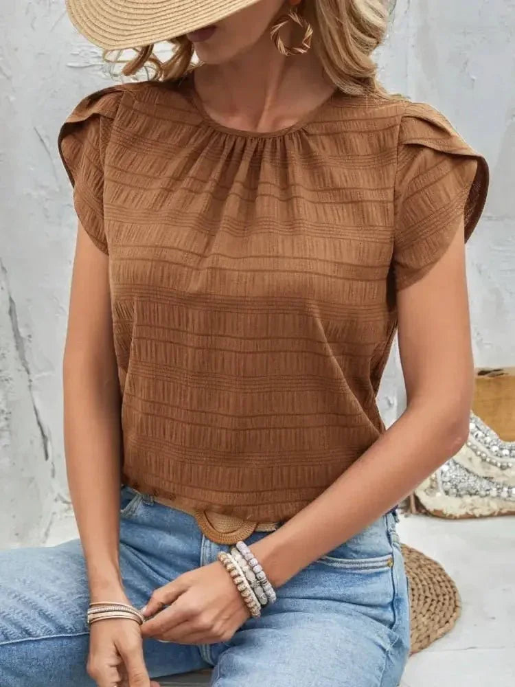 Round Neck Petal Sleeve Top - Update AvenueT-ShirtsTrendsi100100086972124100100086972124d8685a91 - e482 - 4600 - bf01 - 6fe71000ee44 - Max - OriginCaramel