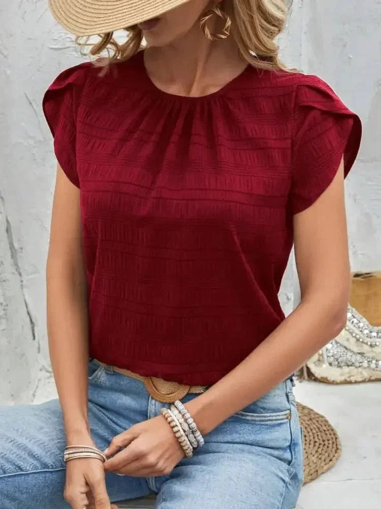 Round Neck Petal Sleeve Top - Update AvenueT-ShirtsTrendsi100100086973154100100086973154fab36c51 - cfcc - 44db - 8d2b - 1232fa0ceffc - Max - OriginBurgundy