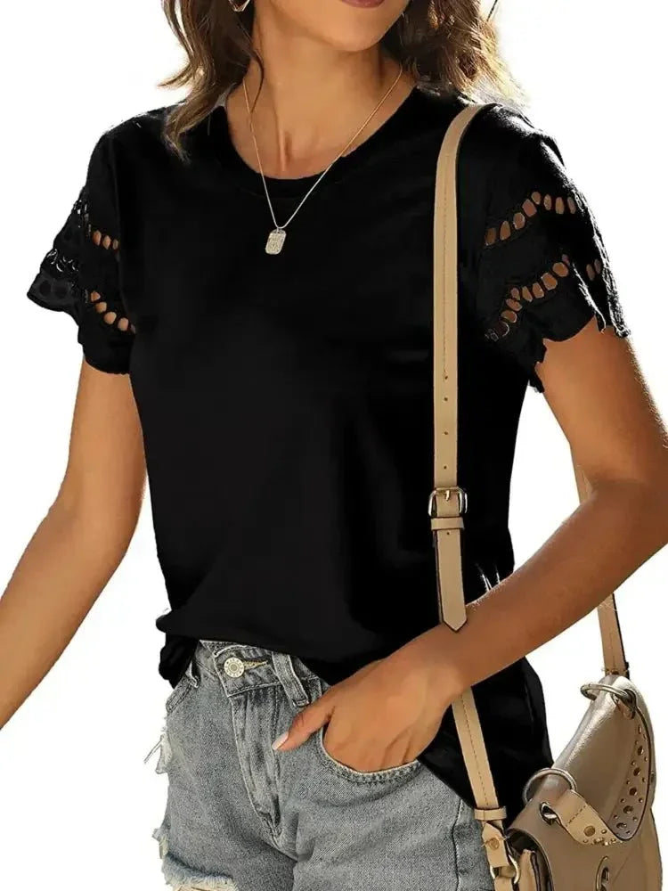 Round Neck Short Sleeve Casual T-Shirt - Update AvenueT-ShirtsTrendsi100100265663824100100265663824ed21f433b00940f18dad837d95e0df3f - Max - OriginBlack