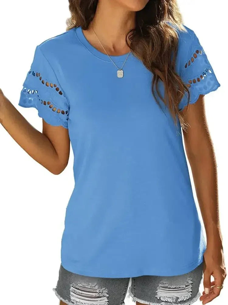 Round Neck Short Sleeve Casual T-Shirt - Update AvenueT-ShirtsTrendsi1001002656686701001002656686701d26fd0f39c149d49a4327346403b778 - Max - OriginBlue
