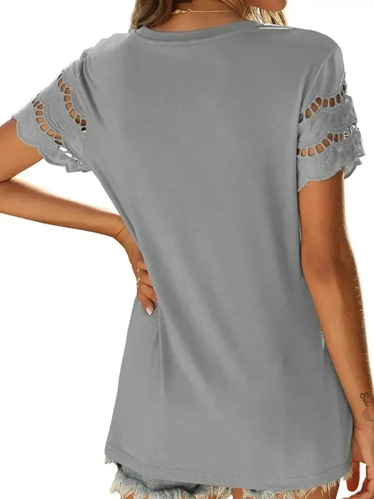 Round Neck Short Sleeve Casual T-Shirt - Update AvenueT-ShirtsTrendsi10010026566940710010026566940731ccb82cd7e34bddbf7af222709b6d7c - Max - OriginGrey