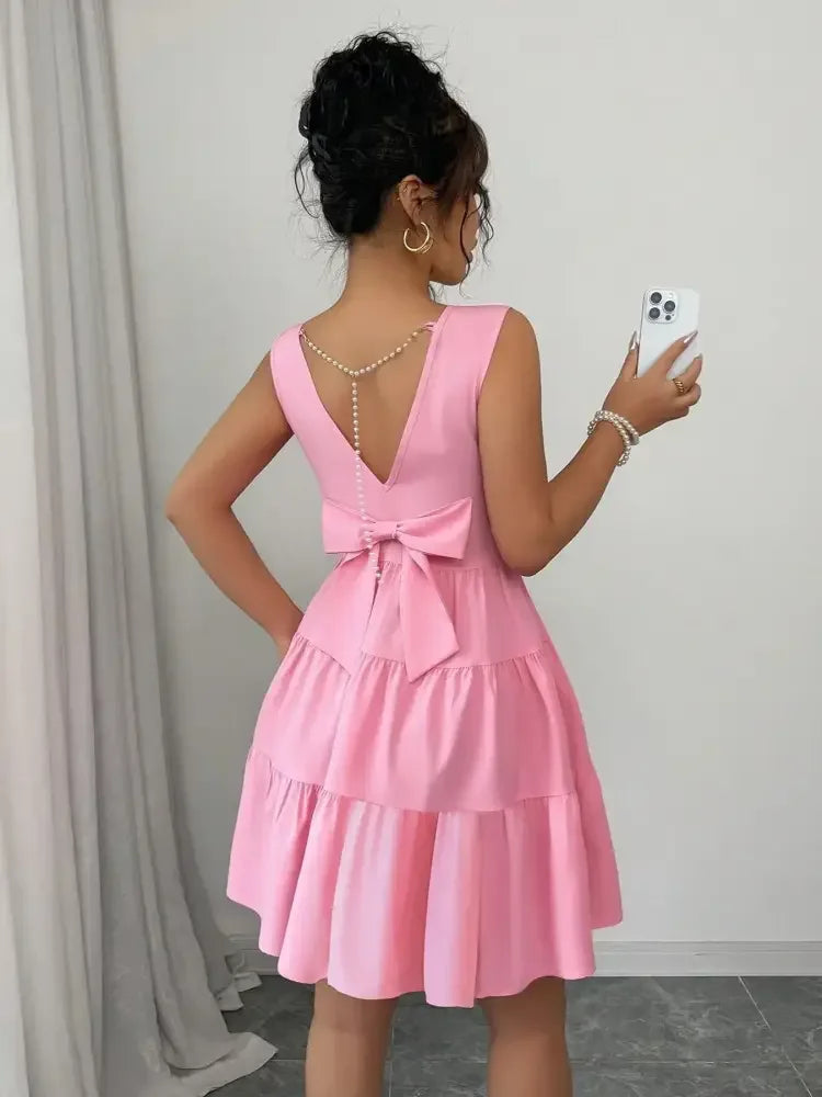 Round Neck Sleeveless Tiered Dress