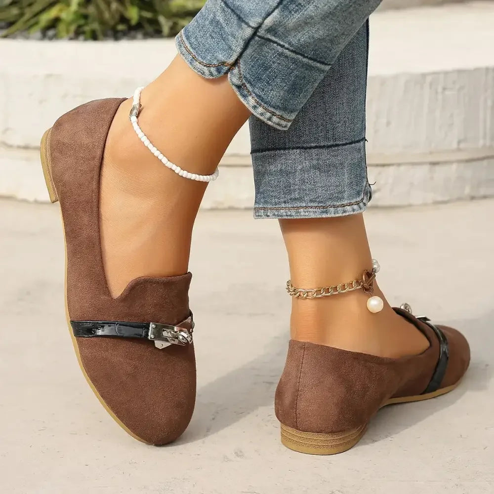 Round Toe Flat Suede Slip-Ons