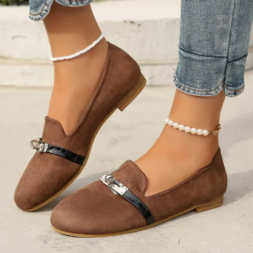 Round Toe Flat Suede Slip-Ons