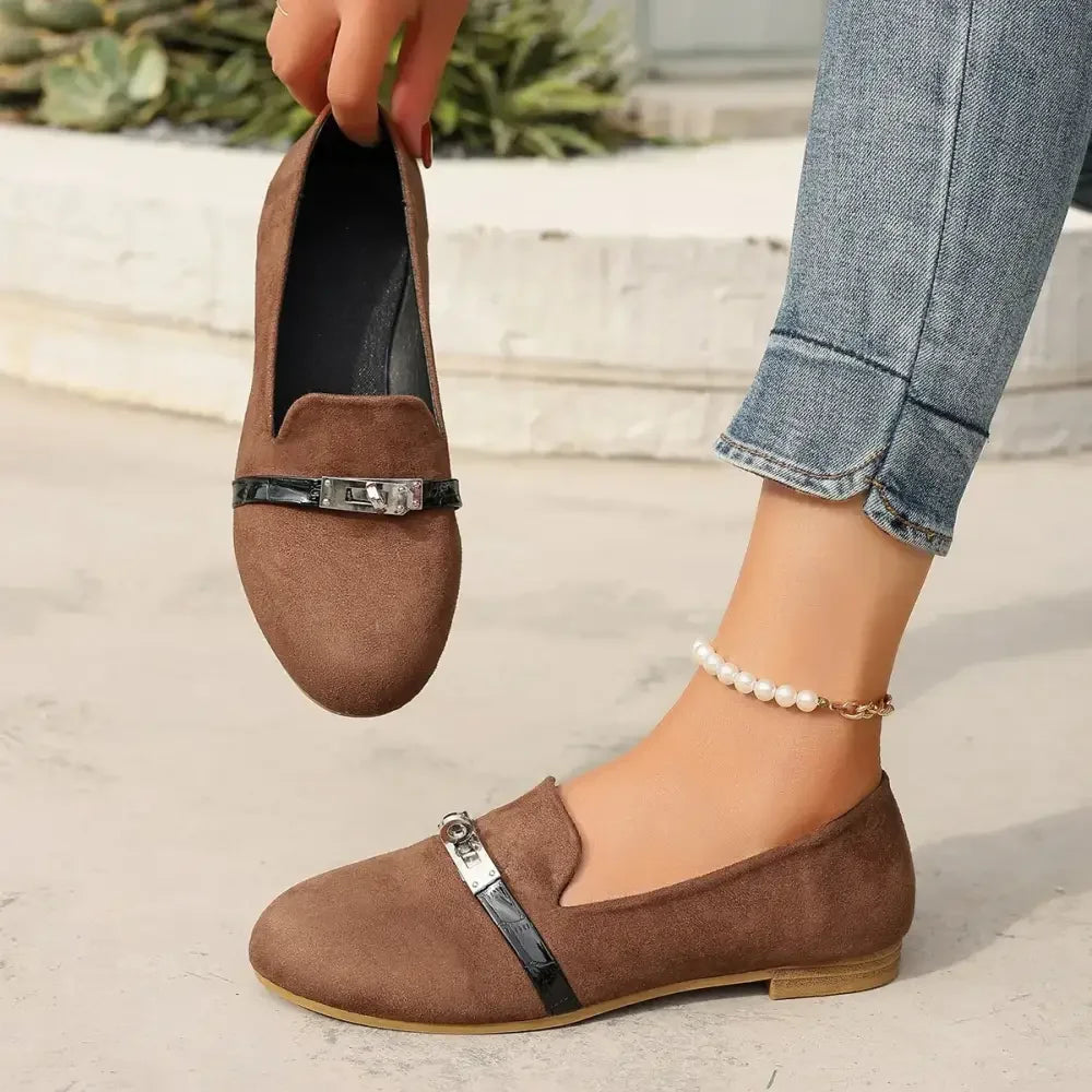 Round Toe Flat Suede Slip-Ons