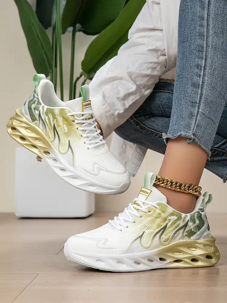 Round Toe Lace Up Mesh Athletic