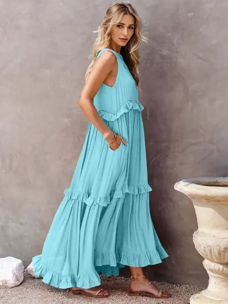 Ruffled Sleeveless Tiered Maxi Dress with Pockets - Update AvenueEffortless Elegance: DressesTrendsi1001007884857051001007884857052e4576b5 - 5a9d - 421f - ad41 - 138431e1e1f2 - MaxSky Blue