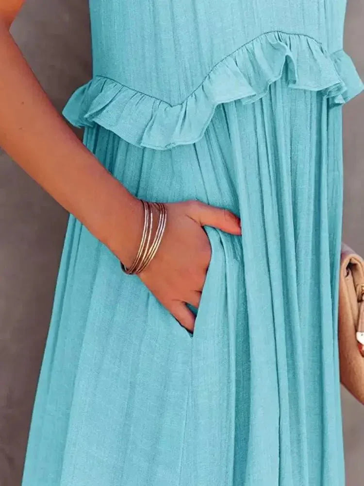 Ruffled Sleeveless Tiered Maxi Dress with Pockets - Update AvenueEffortless Elegance: DressesTrendsi100100788485705100100788485705388bc89b - 495d - 4f33 - ac45 - 9e214b06f574 - MaxSky Blue