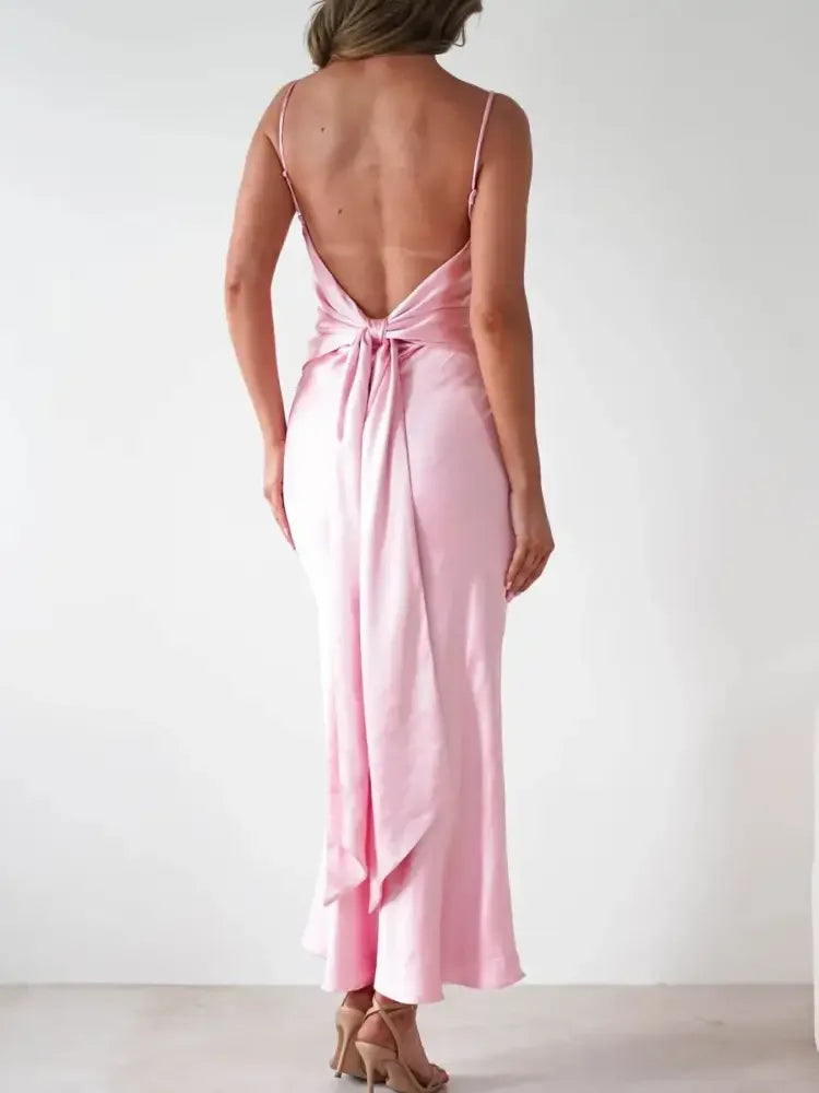 Satin Backless Cami Dress