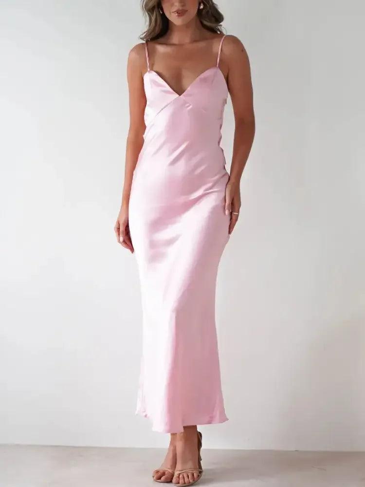 Satin Backless Cami Dress