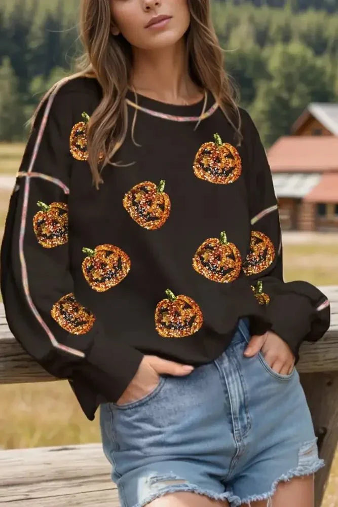 Sequin Pumpkin Round Neck Long Sleeve Sweatshirt - Update AvenueHalloweenTrendsi1001004570113531001004570113539b366da1 - c665 - 4c9d - 8a22 - d3240a8b53d2 - MaxBlack