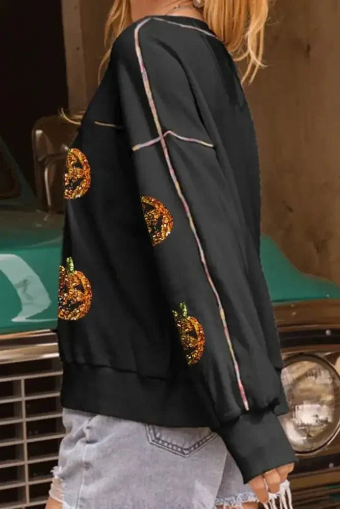 Sequin Pumpkin Round Neck Long Sleeve Sweatshirt - Update AvenueHalloweenTrendsi100100457011353100100457011353571379a0 - 69ba - 4ab3 - be35 - cfd393abc679 - MaxBlack