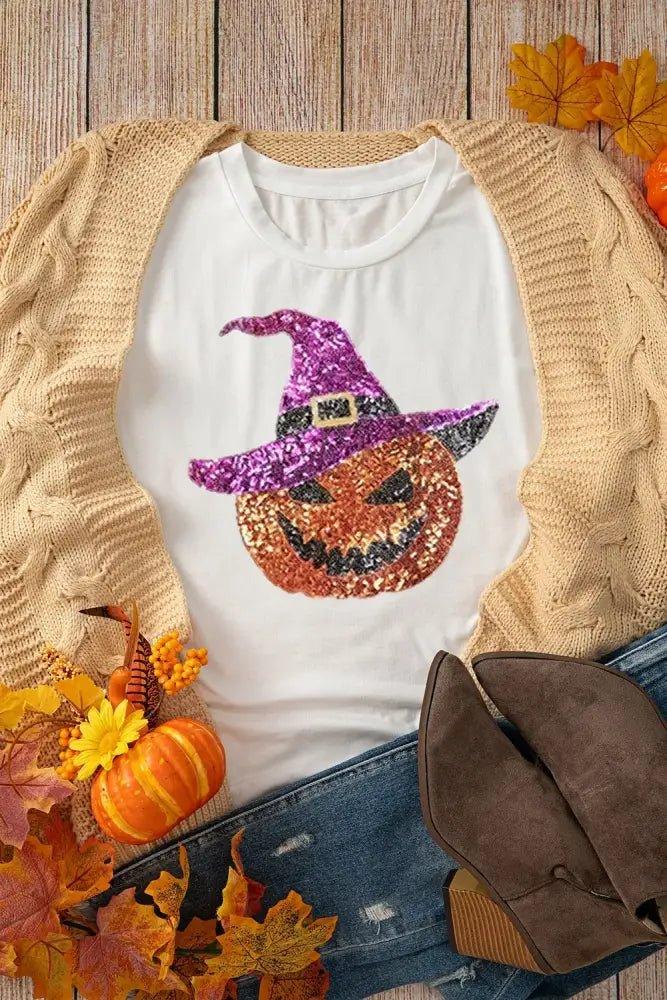 Sequin Pumpkin Round Neck Short Sleeve T-Shirt - Update AvenueHalloweenTrendsi100100976651513100100976651513e45a9084 - bf03 - 4741 - 899e - 4c4ea0f1510e - MaxWhite