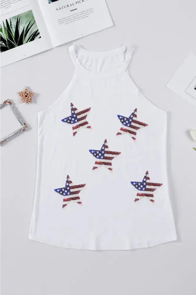 Sequin US Flag Star Grecian Neck Tank - Update AvenueHonor the Stars and StripesTrendsi10010013356198010010013356198053d8072c - f5ab - 4aeb - 9be8 - 2442a72c03e8 - MaxWhite