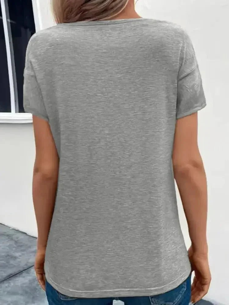 Short Sleeve V - Neck Ruched T-Shirt - Update AvenueT-ShirtsTrendsi100100364700441100100364700441e11e3b4083b540e885573b70010fa6a8 - Max - OriginLight Gray