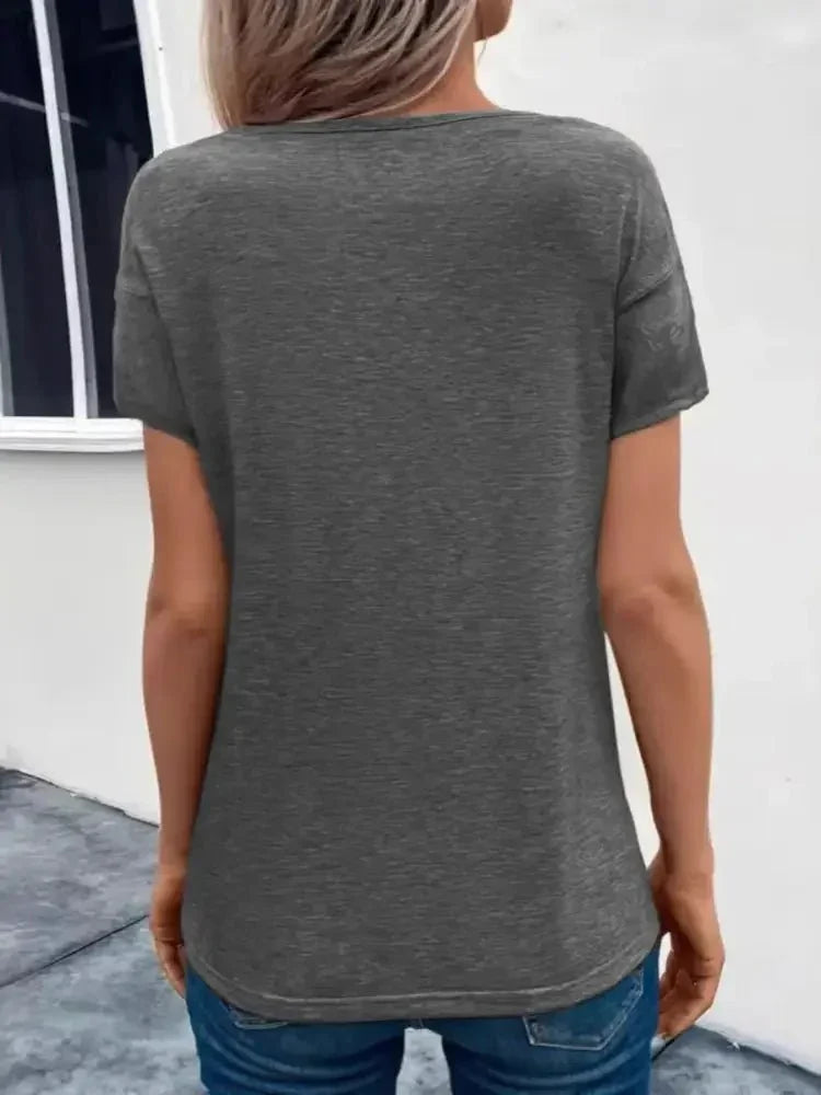 Short Sleeve V - Neck Ruched T-Shirt - Update AvenueT-ShirtsTrendsi100100364700915100100364700915c8fa7fec10354cb5843dc4962e9f764f - Max - OriginDark Gray