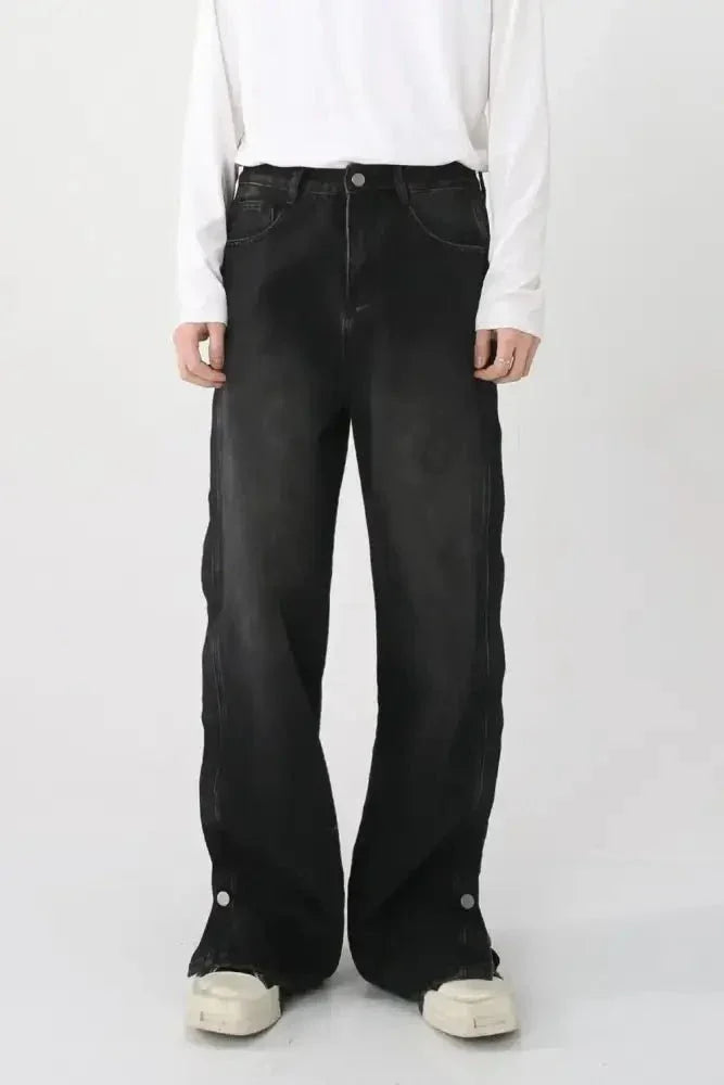 Side Slit Baggy Jeans with Pockets - Update AvenueTrendsi100400957848802100400957848802Side Slit Baggy Jeans with PocketsDark