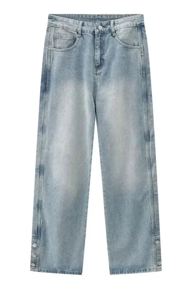 Side Slit Baggy Jeans with Pockets - Update AvenueTrendsi100400957848802100400957848802Side Slit Baggy Jeans with PocketsDark