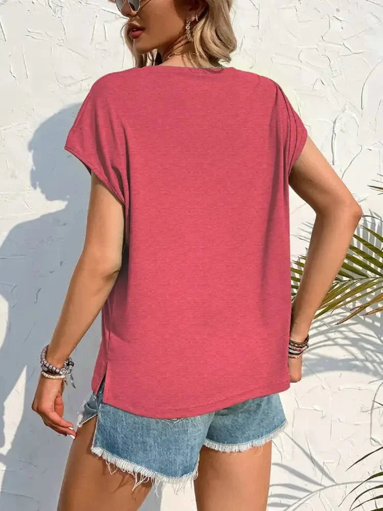 Side Slit Round Neck T-Shirt - Update AvenueT-ShirtsTrendsi100100737561468100100737561468c740a217 - d24e - 427e - 809c - b96863105a87 - Max - OriginStrawberry