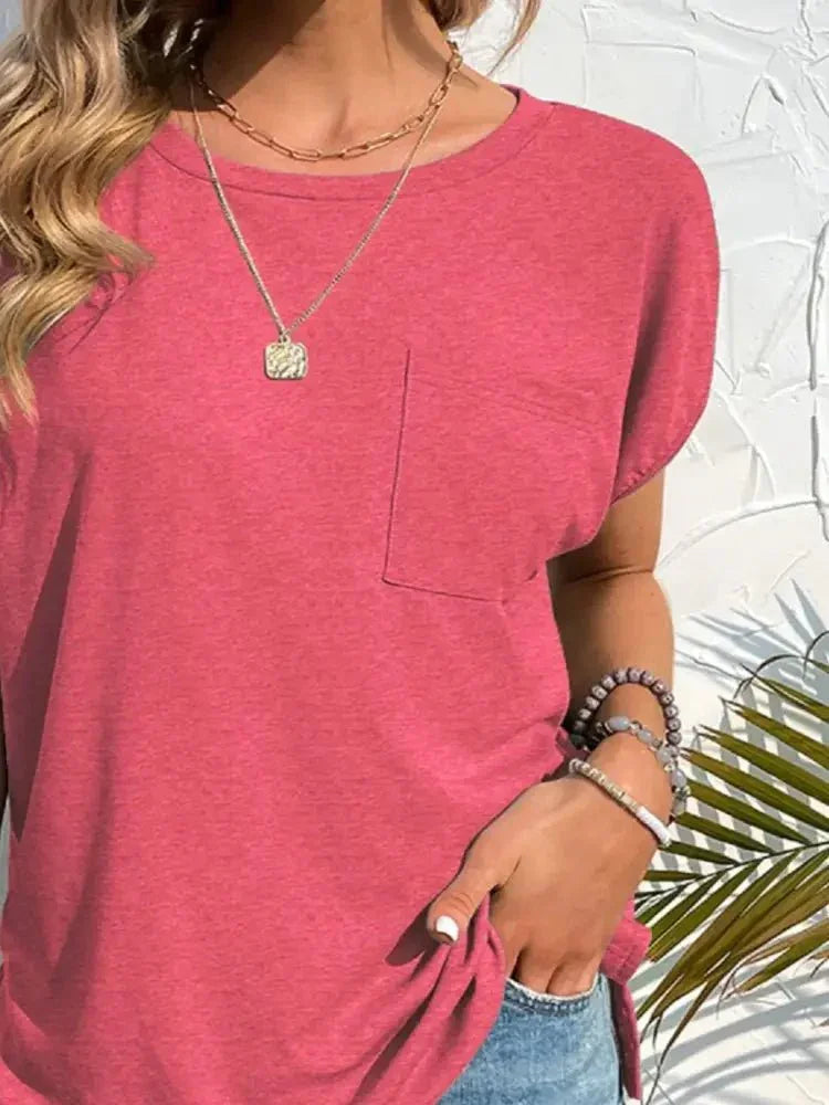 Side Slit Round Neck T-Shirt - Update AvenueT-ShirtsTrendsi1001007375614681001007375614681e174483 - 2ceb - 4275 - 9e46 - 8a5f448c83da - Max - OriginStrawberry