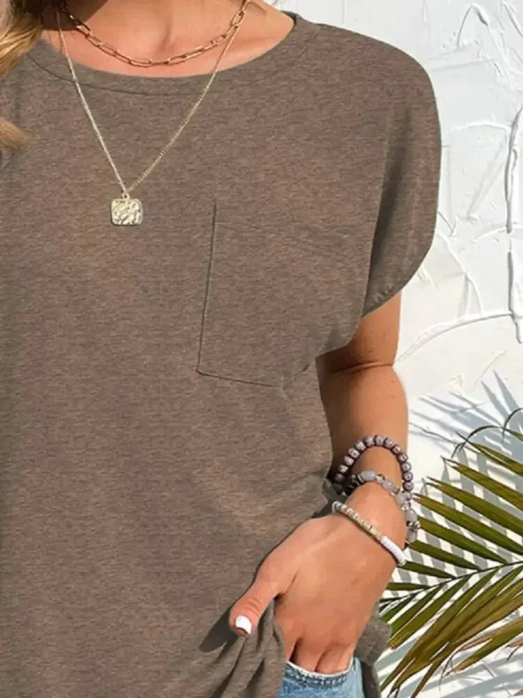 Side Slit Round Neck T-Shirt - Update AvenueT-ShirtsTrendsi10010073756542410010073756542444ce5326 - a41c - 40f4 - af20 - 01e26b2d67dc - Max - OriginTaupe