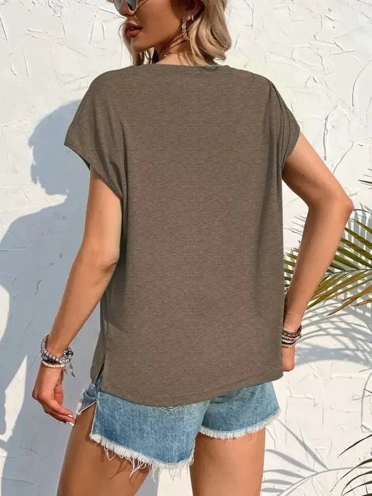 Side Slit Round Neck T-Shirt - Update AvenueT-ShirtsTrendsi10010073756542410010073756542488a65bd2 - ab26 - 46d5 - 99a8 - 5fb5f6ac73fa - Max - OriginTaupe
