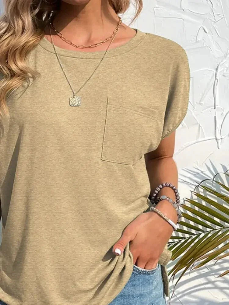 Side Slit Round Neck T-Shirt - Update AvenueT-ShirtsTrendsi10010073756994310010073756994383da948c - 309b - 483f - b0da - e48b4c9f0cd0 - Max - OriginTan