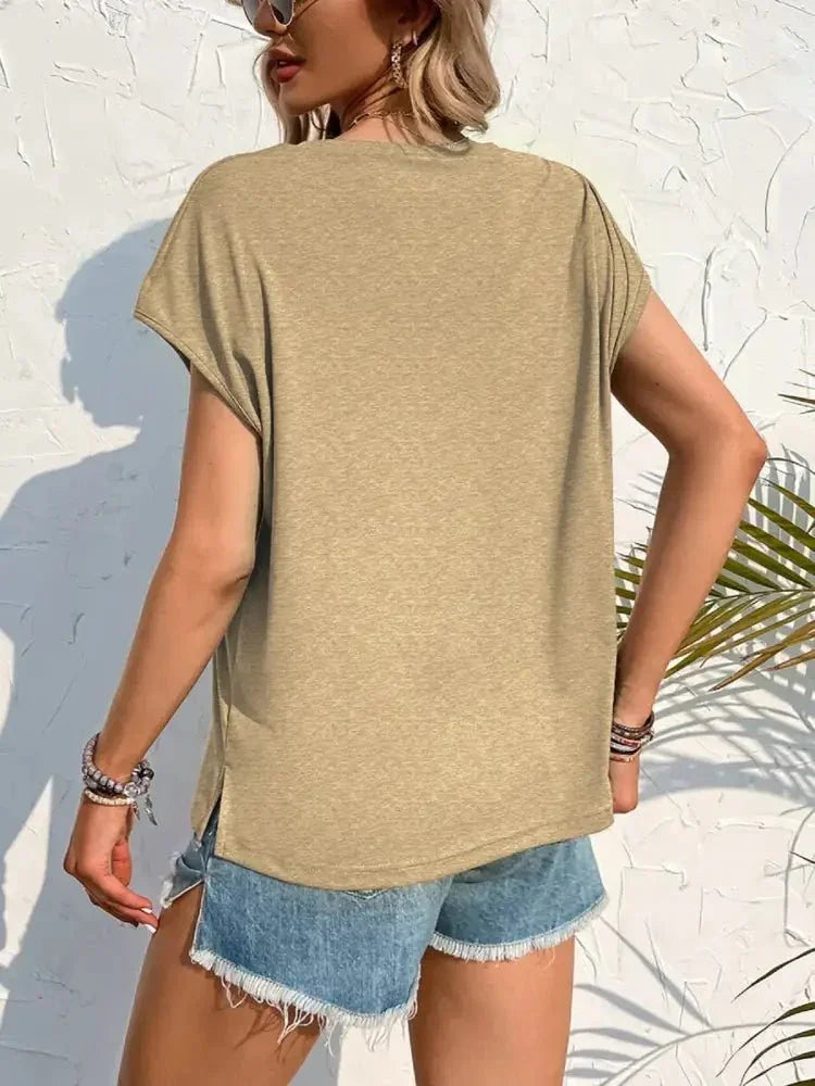 Side Slit Round Neck T-Shirt - Update AvenueT-ShirtsTrendsi100100737569943100100737569943a85819a6 - a34e - 4063 - 8fd6 - f355e38fcf4c - Max - OriginTan