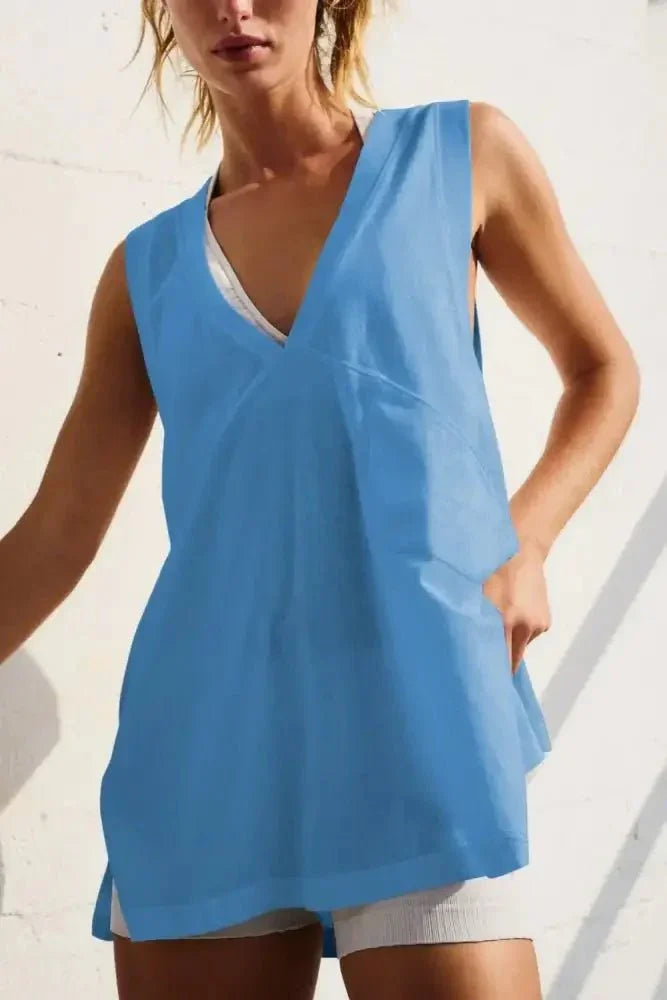 Side Slit V - Neck Tank - Update AvenueVacation StyleTrendsi10010079571346910010079571346942d9dbe7 - eaca - 4115 - bf7e - f73d261a2fc5 - MaxPastel Blue