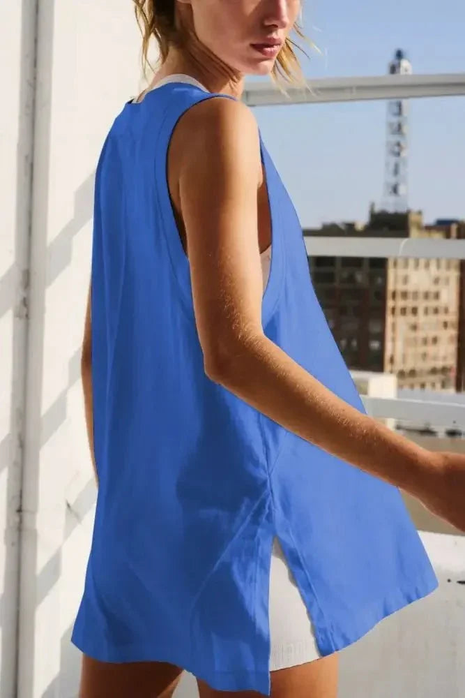 Side Slit V - Neck Tank - Update AvenueVacation StyleTrendsi10010079571761510010079571761551961362 - 757c - 4467 - ae2a - 73a8d433846b - MaxBlue