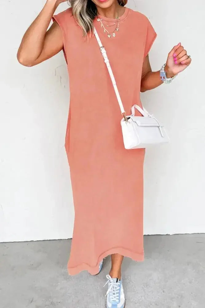 Side Split Round Neck Cap Sleeve T-Shirt Dress - Update AvenueTrendsi100100666545937100100666545937e23a1296 - 63d4 - 4f07 - 8dca - db267383463b - Max - OriginSherbet