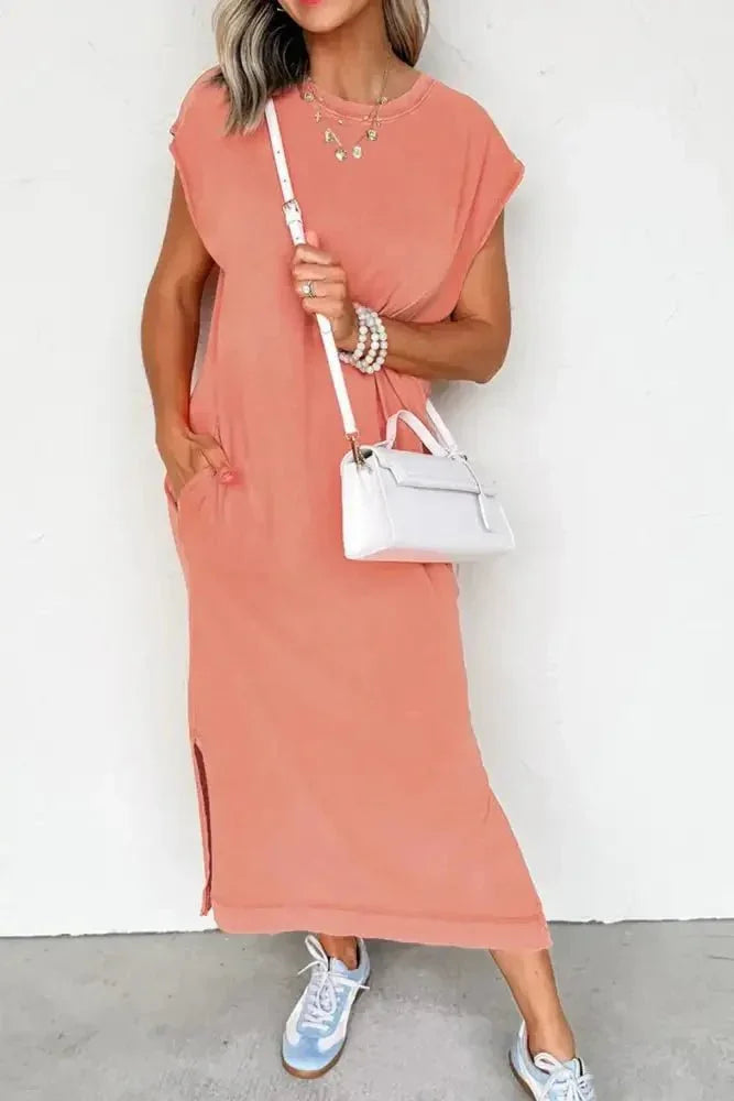 Side Split Round Neck Cap Sleeve T-Shirt Dress - Update AvenueTrendsi1001006665459371001006665459372812a670 - 6535 - 4d50 - a47a - c60464266311 - Max - OriginSherbet