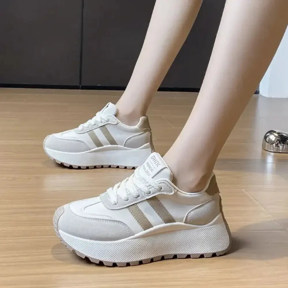 Side Striped Lace Up Platform Athletic Sneakers - Update AvenueTrendsi100600749151337100600749151337Side Striped Lace Up Platform Athletic SneakersBlack
