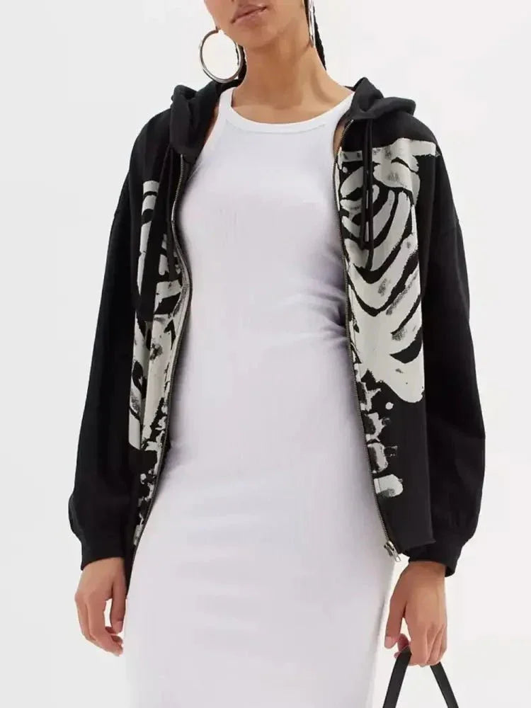 Skeleton Zip Up Drawstring Hoodie - Update AvenueHalloweenTrendsi10010068377172110010068377172143e0056c - 7976 - 4b89 - 9790 - d84a42f988da - MaxBlack