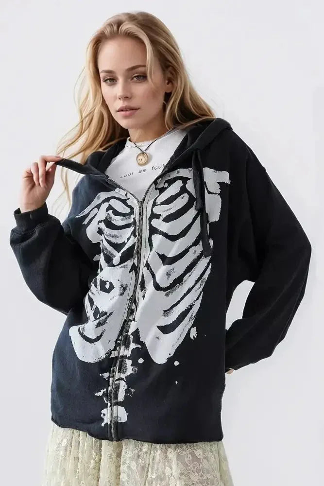 Skeleton Zip Up Drawstring Hoodie - Update AvenueHalloweenTrendsi100100683771721100100683771721e4165bd7 - eae1 - 4438 - ae33 - 82665b66d3ce - MaxBlack