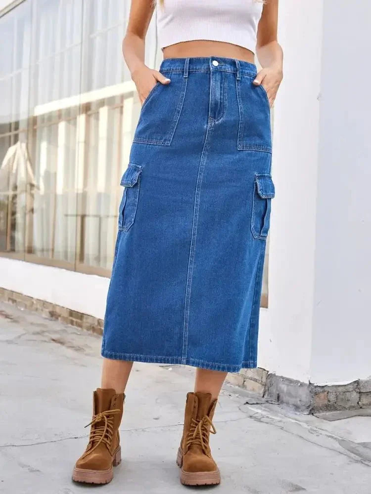 Slit Midi Denim Skirt with Pockets - Update AvenueDenim Dresses & SkirtsTrendsi100100265977269100100265977269e3bf6292 - 70db - 4a36 - 9cdd - 9e67b3751a4f - MaxMedium