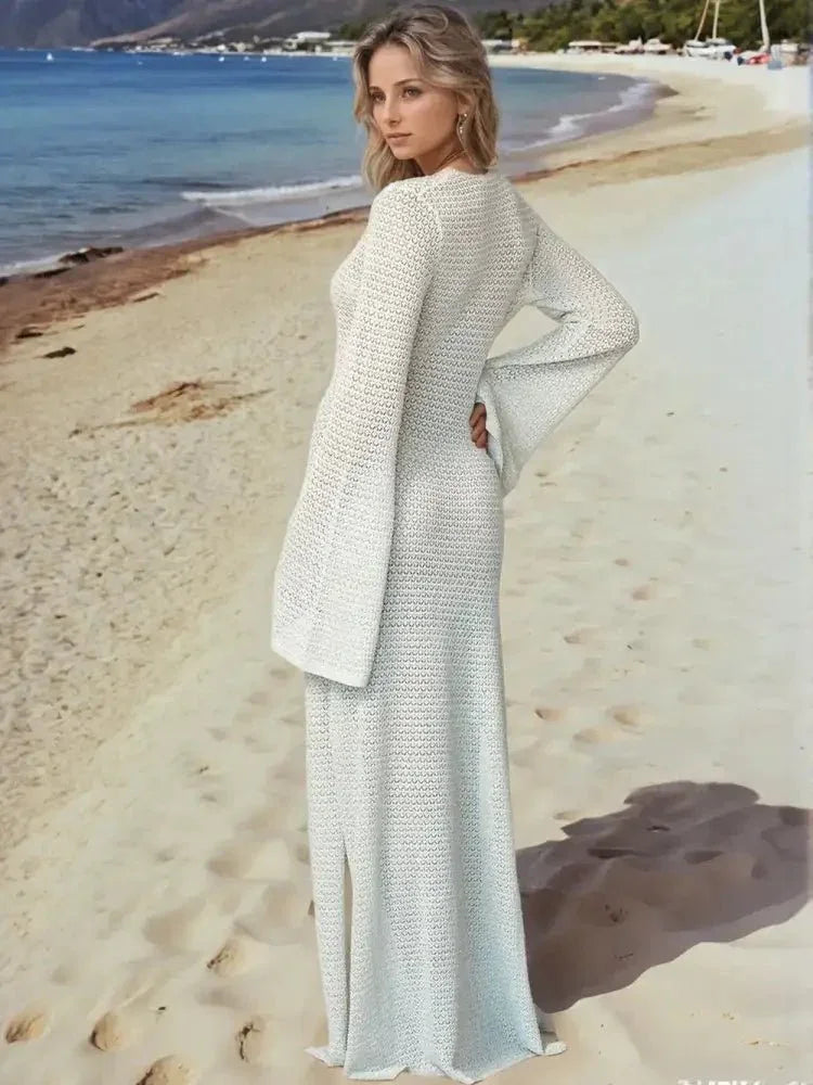 Slit Plunge Flare Sleeve Cover - Up Dress - Update AvenueTrendsi1001006346117931001006346117937168d479 - 05b2 - 4682 - b56a - bae4565e10fe - MaxWhite