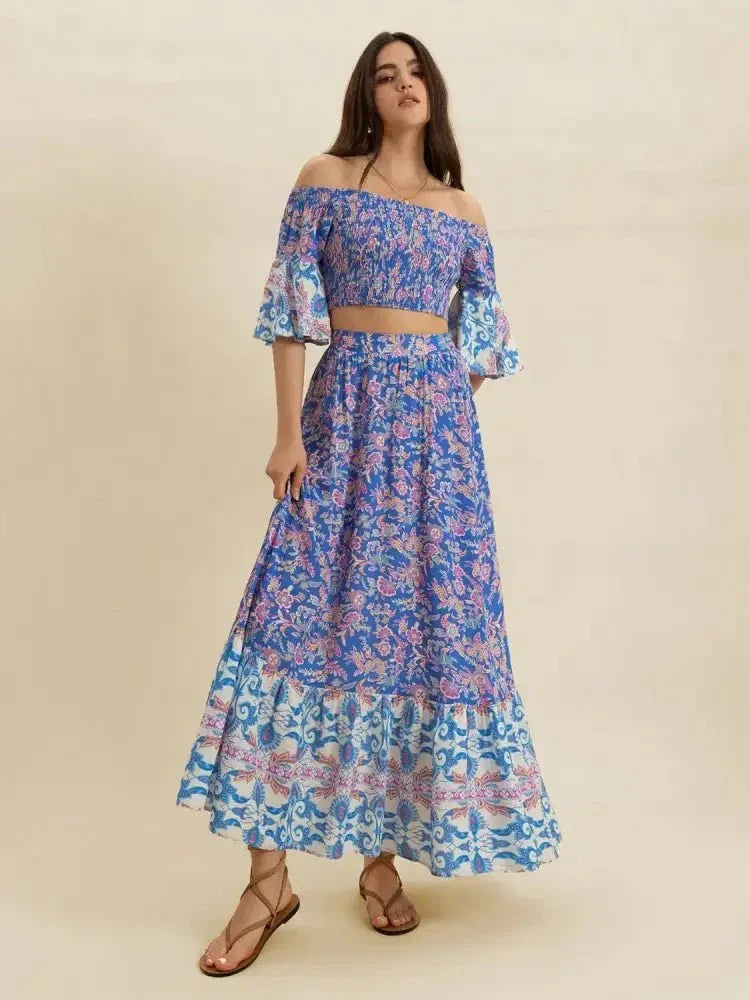 Smocked Off - Shoulder Printed Top and Skirt Set - Update AvenueBoho VibesTrendsi10010000328157510010000328157514fbc121 - 112e - 4b46 - 8d46 - d4a1c875b16d - Max - OriginBlue Purple
