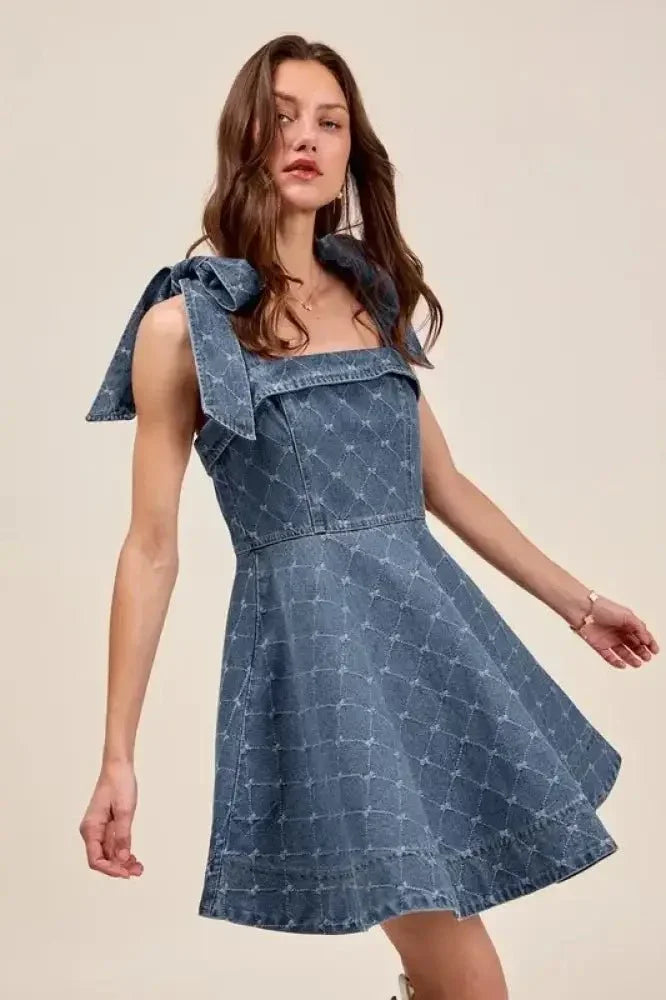 SO ME A Line Fit and Flare Diamond Bow Ribbon Denim Dres - Update AvenueDenim Dresses & SkirtsTrendsi100100850771795100100850771795cc64b0cb - a7cf - 463e - 8ac9 - 7361d231f299 - Max - OriginDENIM