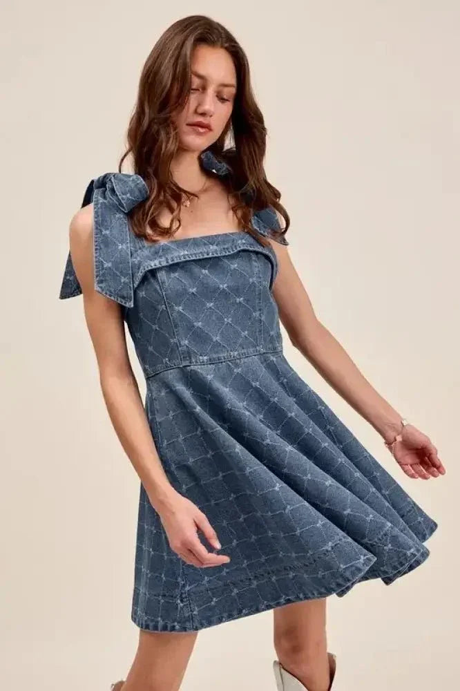 SO ME A Line Fit and Flare Diamond Bow Ribbon Denim Dres - Update AvenueDenim Dresses & SkirtsTrendsi100100850771795100100850771795eeea3fb7 - 2322 - 4f0a - 936e - 31e5ab0d318d - Max - OriginDENIM