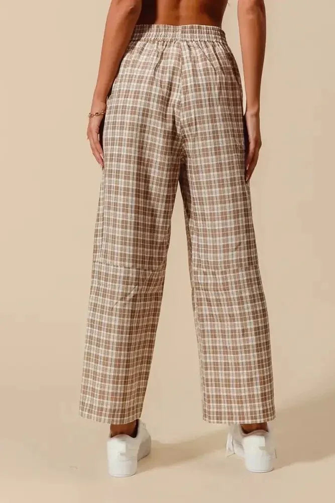 SO ME Check Plaid Wide Leg Pants with Big Patch Pockets - Update AvenueTrendsi100100796911537100100796911537c83f0fd48a654017829074cc80dfc0d3 - Max - OriginCOFFEE/IVORY