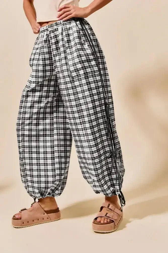 SO ME Plaid Elastic Waist Balloon Pants - Update AvenueTrendsi10010059822136110010059822136162eabcc5c4094fdf91ad2e4fbab55441 - Max - OriginIVORY/BLACK
