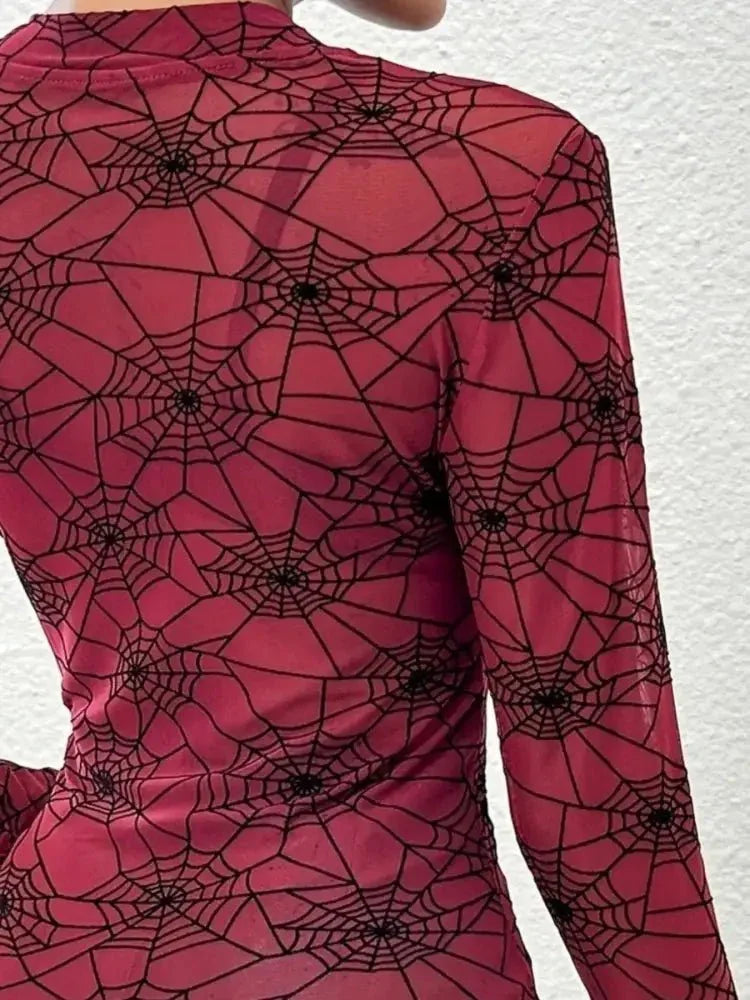 Spider Web Print Long Sleeve Blouse - Update AvenueHalloweenTrendsi1001004582604041001004582604048dd8e3dc - 5c1e - 49a4 - b588 - e3496f05f2bc - Max - OriginBurgundy