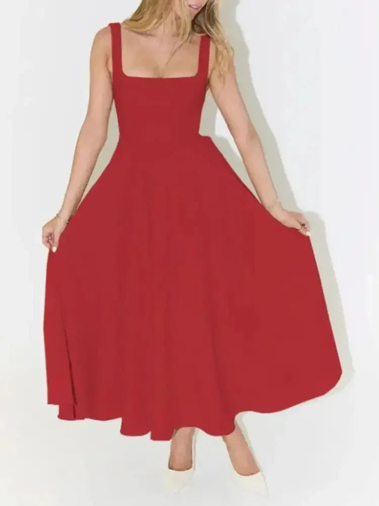 Square Neck Sleeveless Midi Dress - Update AvenueCasual DressesTrendsi100100755773162100100755773162Square Neck Sleeveless Midi DressRed