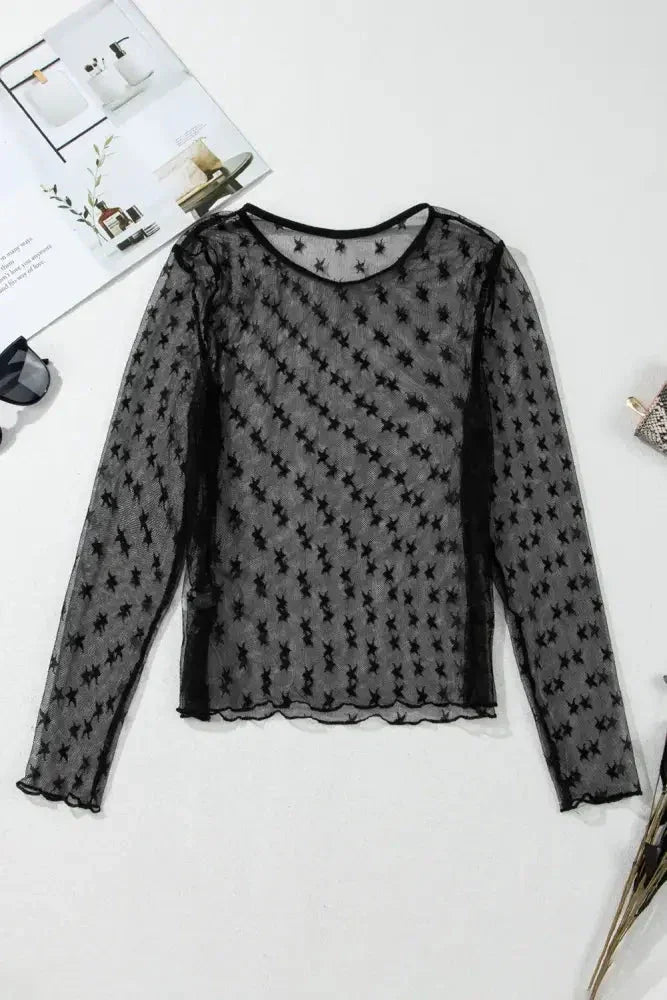 Star Round Neck Long Sleeve Sheer Blouse - Update AvenueTrendsi100100035420980100100035420980f66fb718 - bf27 - 41c4 - 83d5 - 1aa9662562b4 - MaxBlack