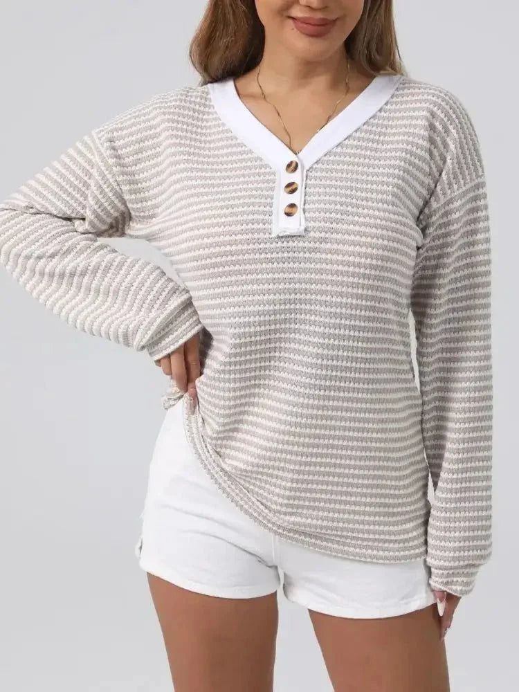 Striped Button Detail Long Sleeve Top - Update AvenueT-ShirtsTrendsi100100209373968100100209373968501936eb - 3706 - 41a6 - 8889 - 9aca4fbb76ff - Max - OriginApricot