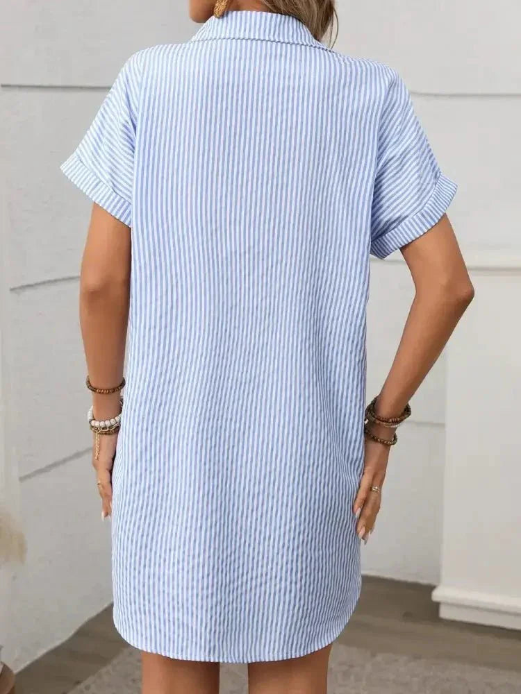Striped Button Down Short Sleeve Mini Dress - Update AvenueEffortless Elegance: DressesTrendsi1001005078518891001005078518897605c504 - a4de - 43e6 - 8142 - 85df899ace2b - MaxLight Blue
